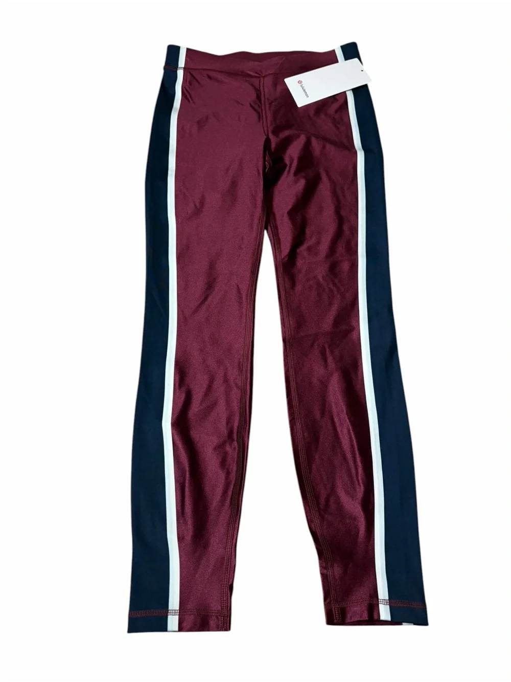 NWT Lululemon Satin Shine High-Rise Tight *25” *Stripe Burgundy Bay/Navy/Ivory 6